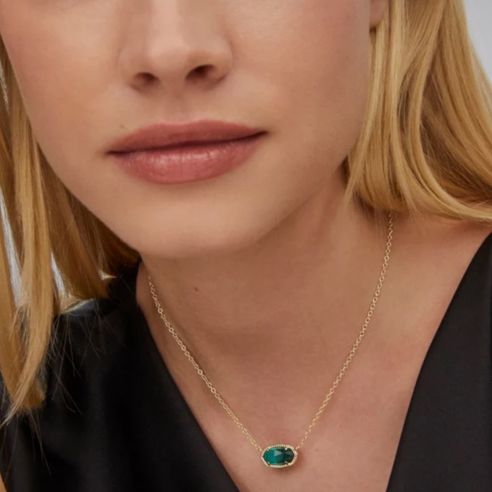Kendra Scott Gold and Green Necklace with Emerald Stone